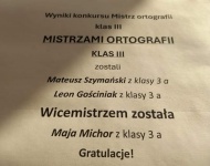 Szkolny konkurs ortograficzny - wyniki