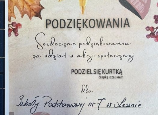 Dziękujemy za włączenie się do akcji Podziel się kurtką